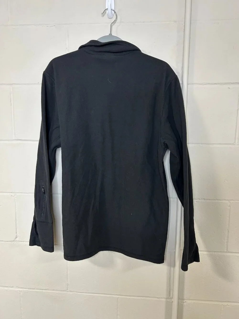 North Face Jacket Mens Large Popover Quarter Zip Fleece Mid Weight Black Casual
